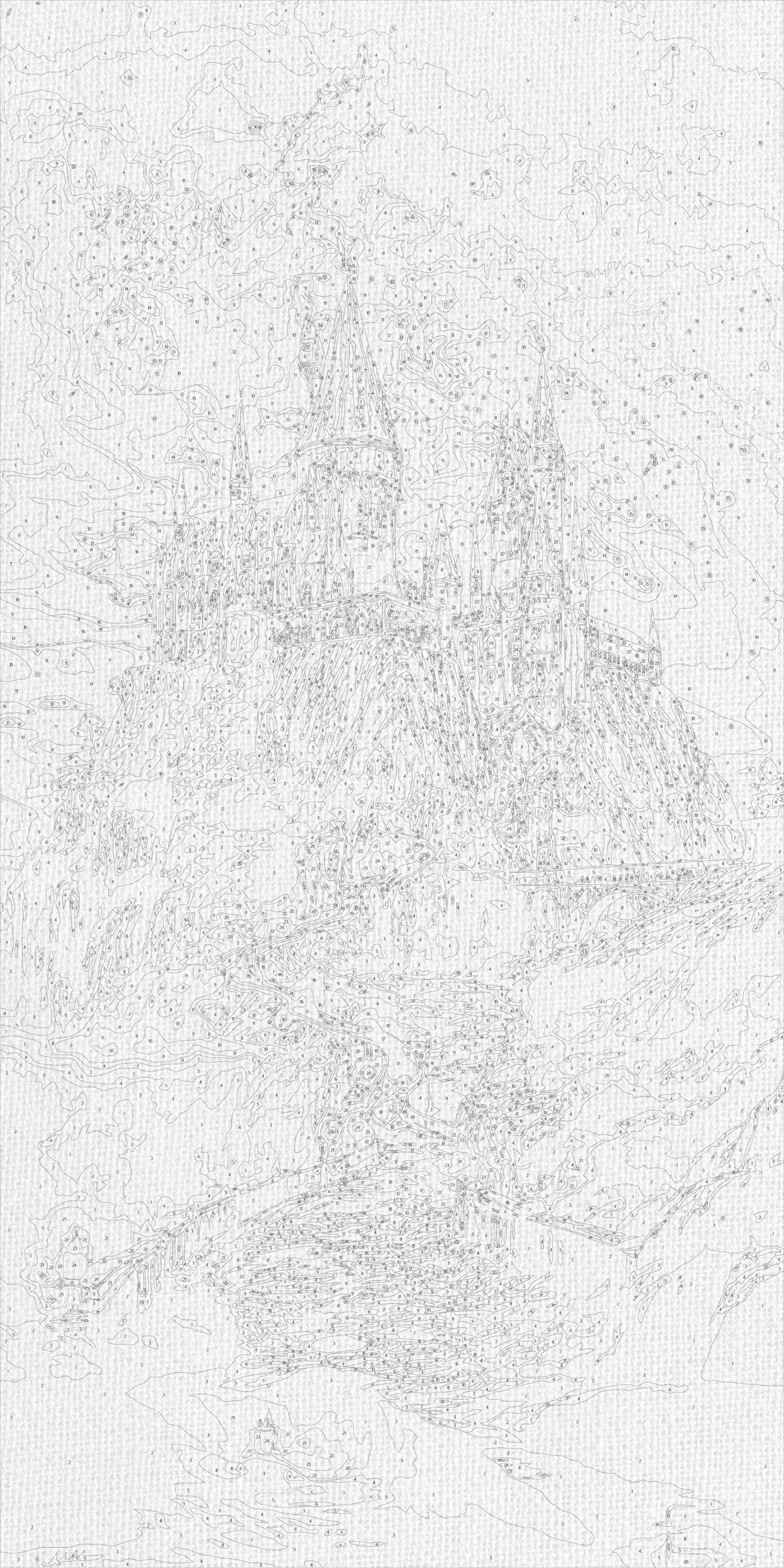 Pictură pe numere pe șasiu 40×80 cm – Hogwarts – Peisaj/Eroi de film – LW 5106