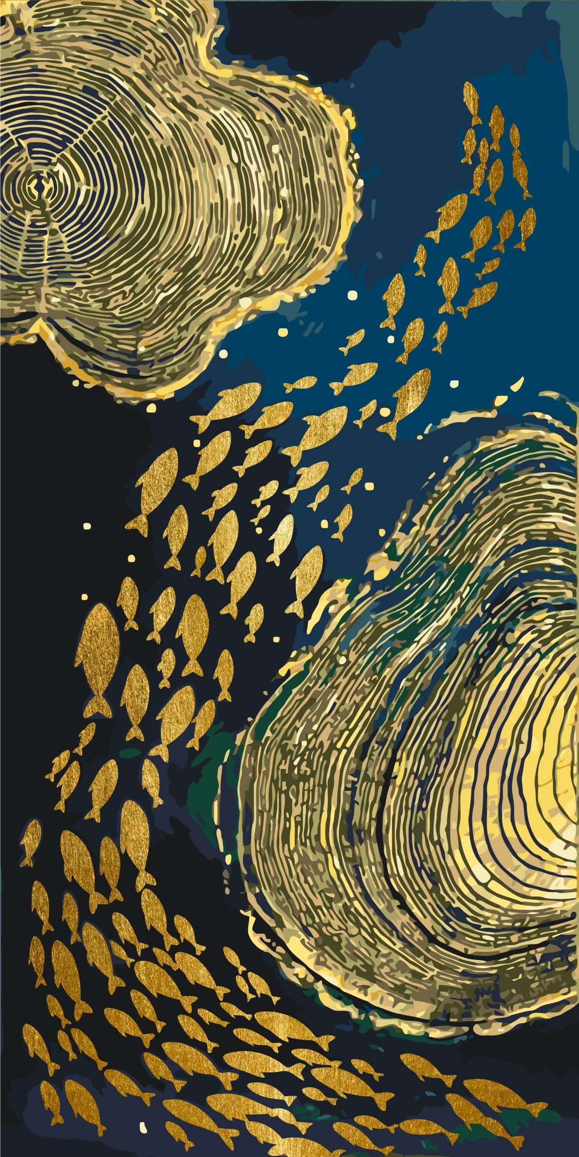 Pictură pe numere pe șasiu 40×80 cm – Abstracție cu culori metalice – LW 5107