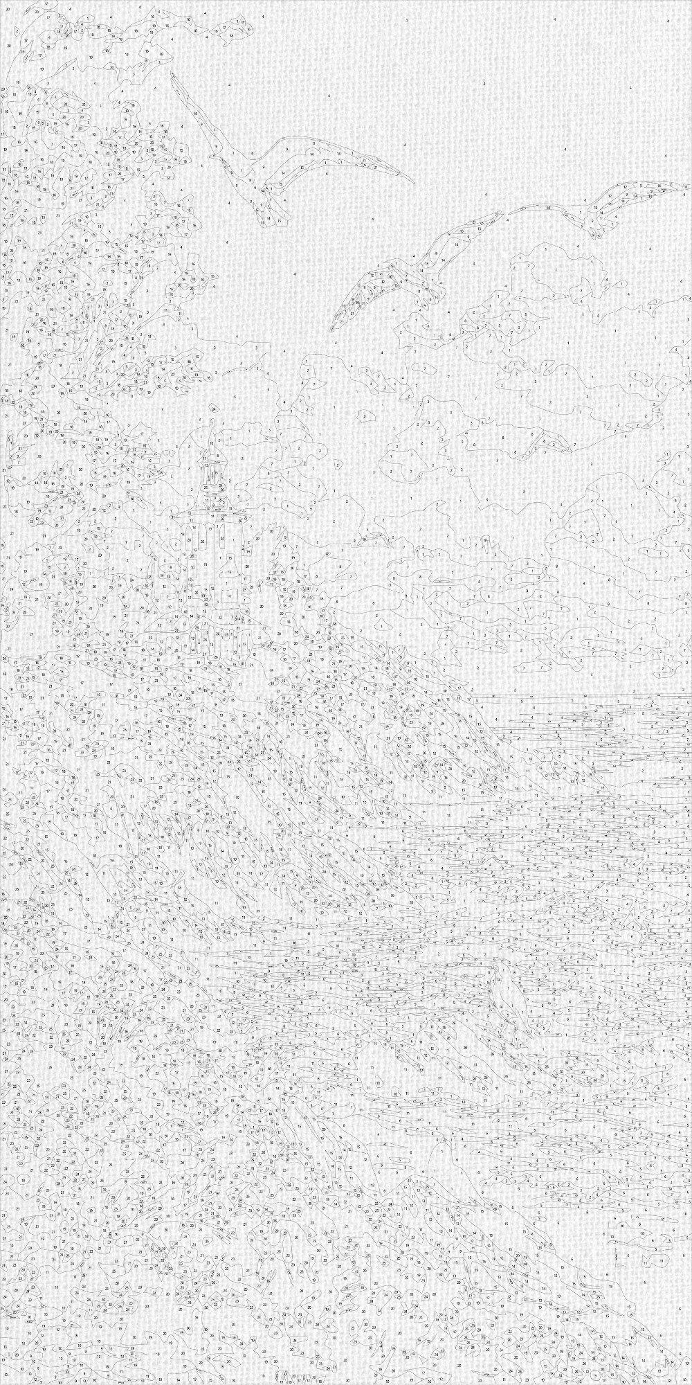 Pictură pe numere pe șasiu 40×80 cm – Dimineață la mare – Peisaj – LW 5118