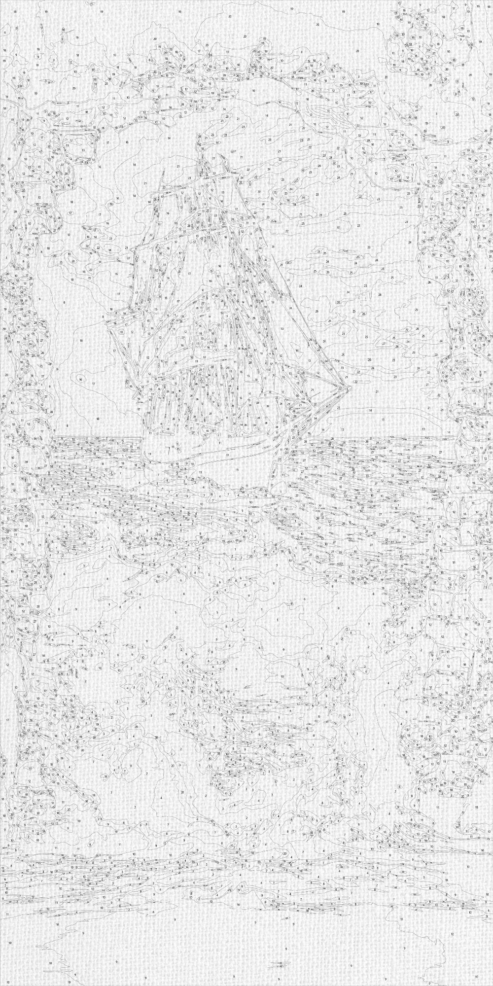 Pictură pe numere pe șasiu 40×80 cm – Corabie pe mare – Peisaj – LW 5119