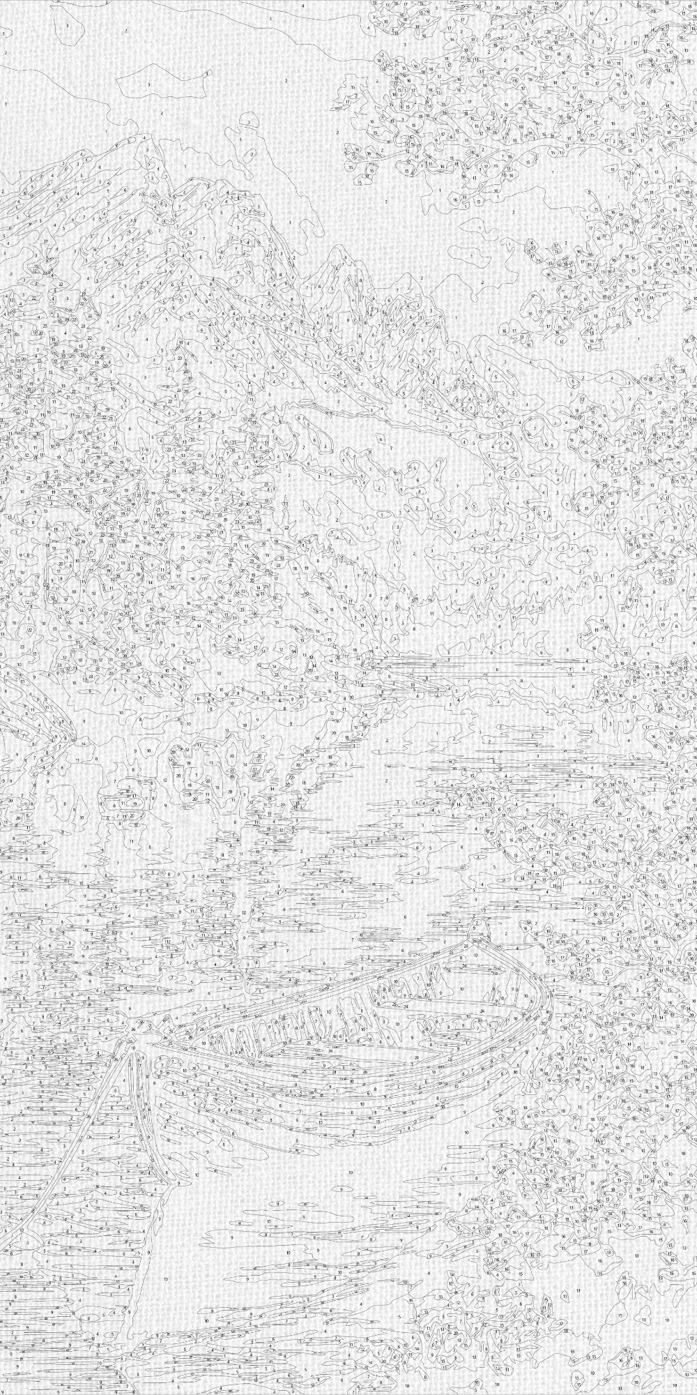 Pictură pe numere pe șasiu 40×80 cm – Dimineață alpină – Peisaj – LW 5132