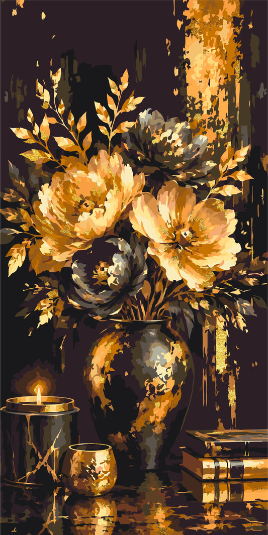 Strălucirea bujorilor delicați – pictură pe numere 40×80 cm