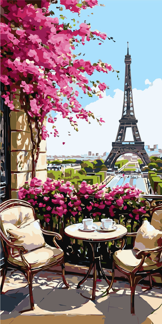 Pictură pe numere – dimineață la Paris, cu vedere spre Turnul Eiffel