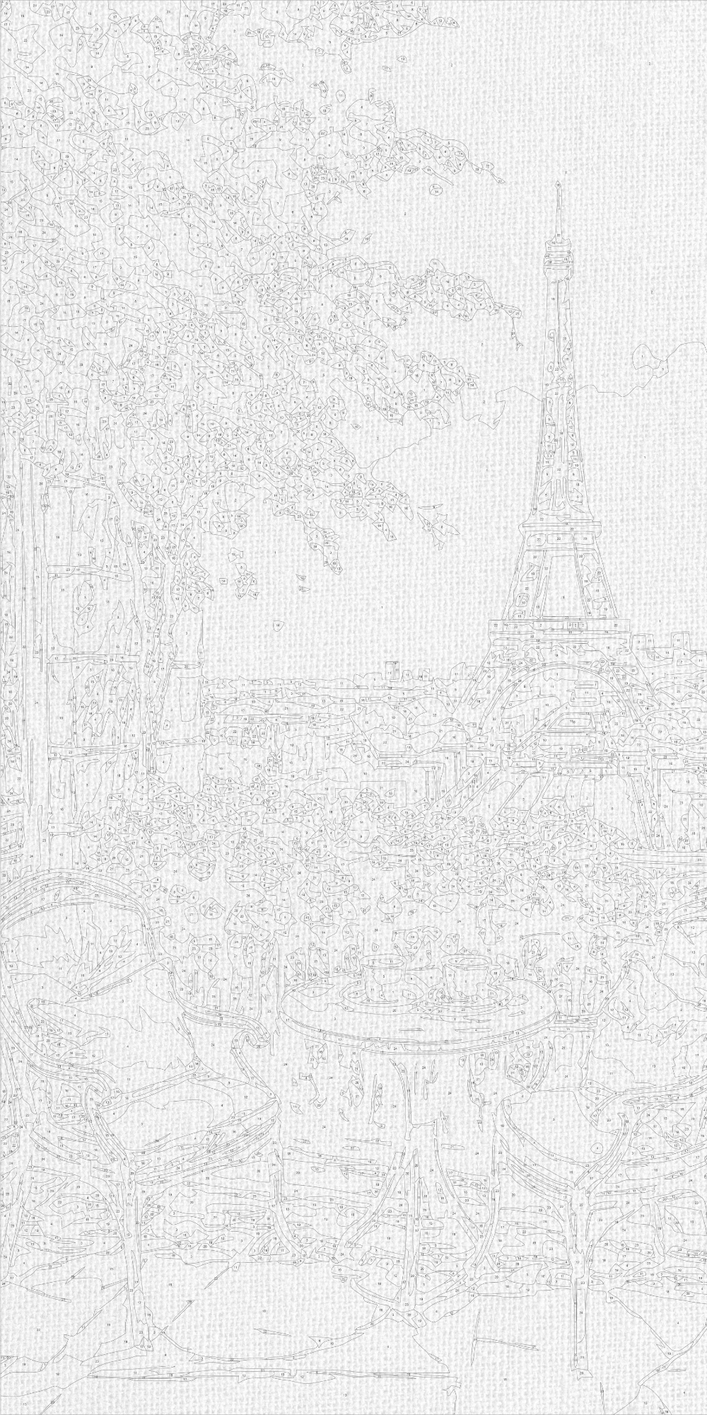 Pictură pe numere pe șasiu 40×80 cm – Dimineață la Paris – Peisaj/Flori – LW 5145