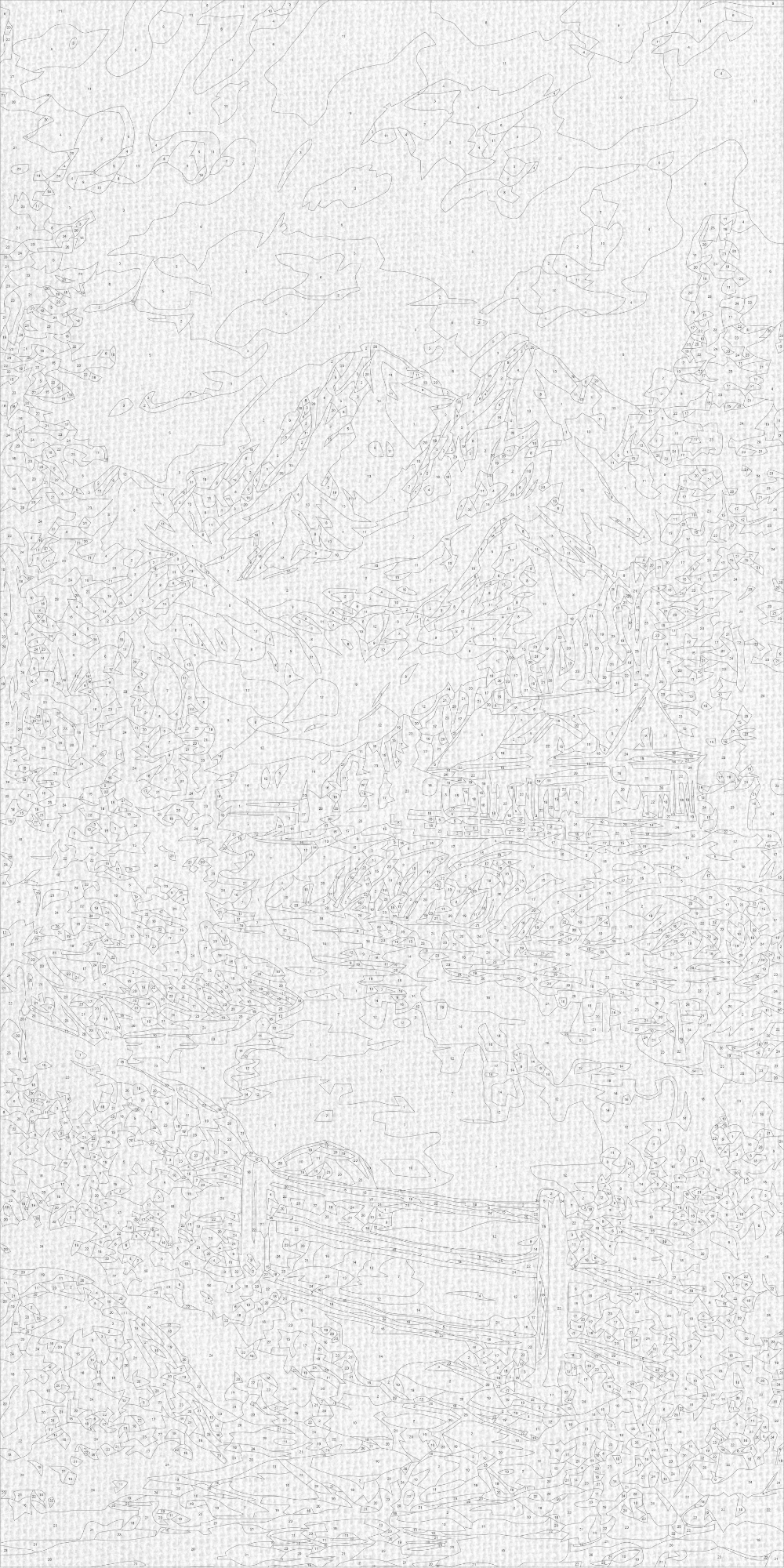 Pictură pe numere pe șasiu 40×80 cm – Liniștea piscurilor – Peisaj – LW 5146