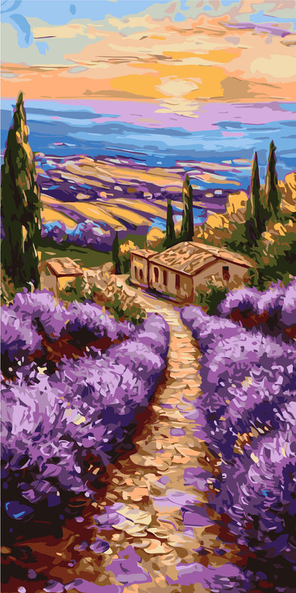 Pictură pe numere pe șasiu 40×80 cm – Parfumurile Provencei – Peisaj – LW 5151