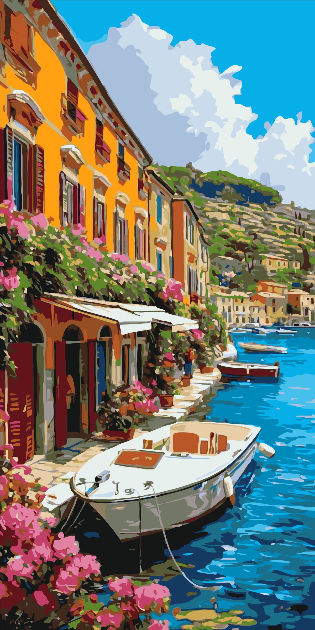 Pictură pe numere pe șasiu 40×80 cm – Coastă mediteraneană – Peisaj – LW 5159
