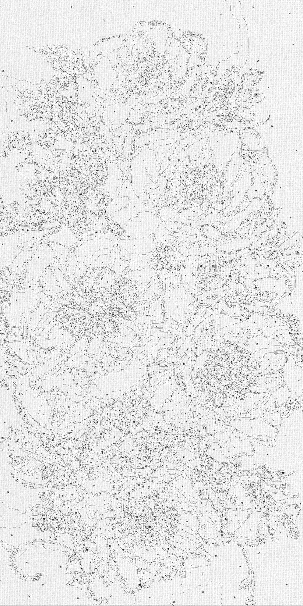 Pictură pe numere pe șasiu 40×80 cm – Bujori cu culori metalice – Flori – LW 5166
