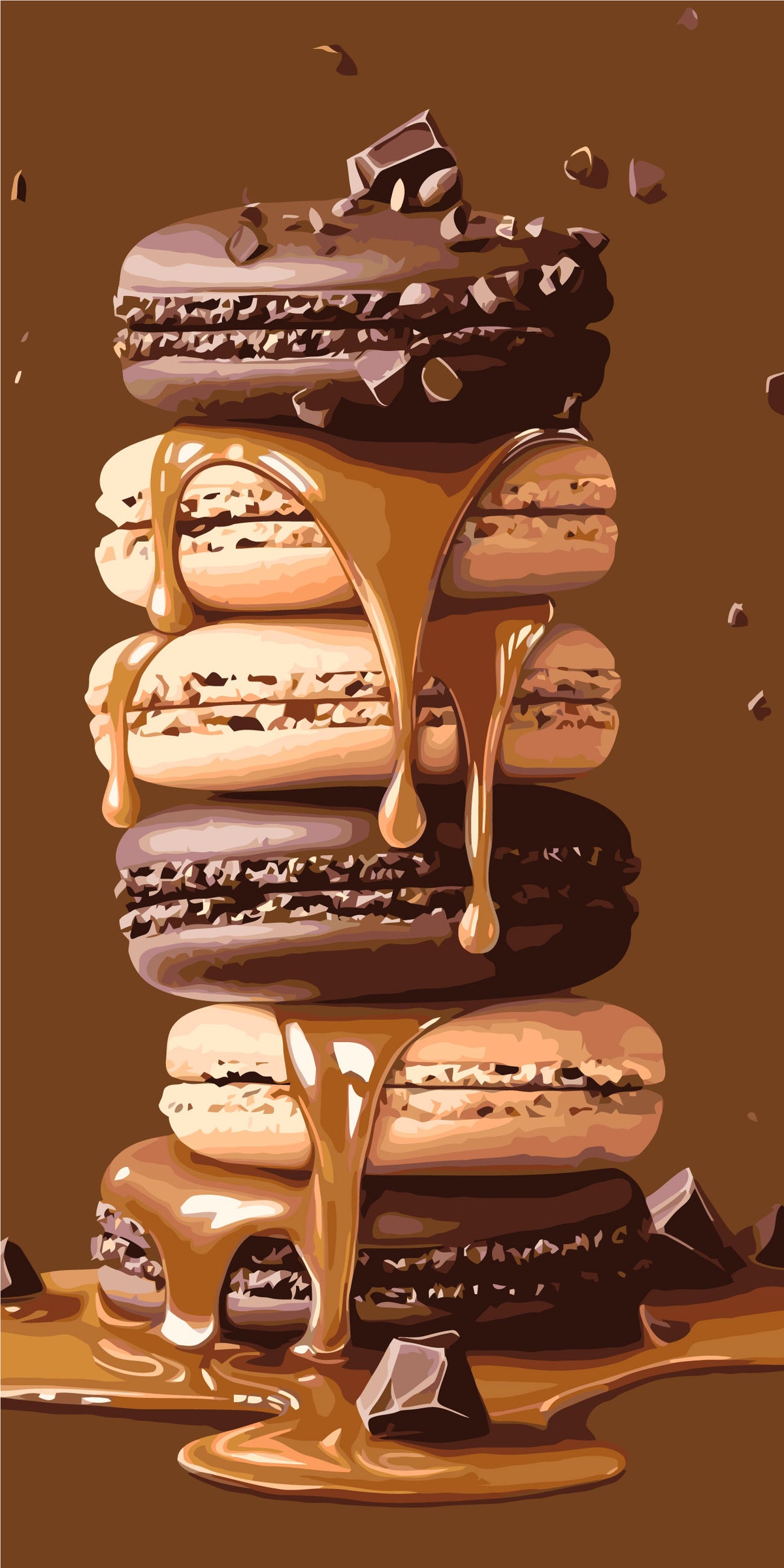 Pictură pe numere – macarons delicioase cu caramel