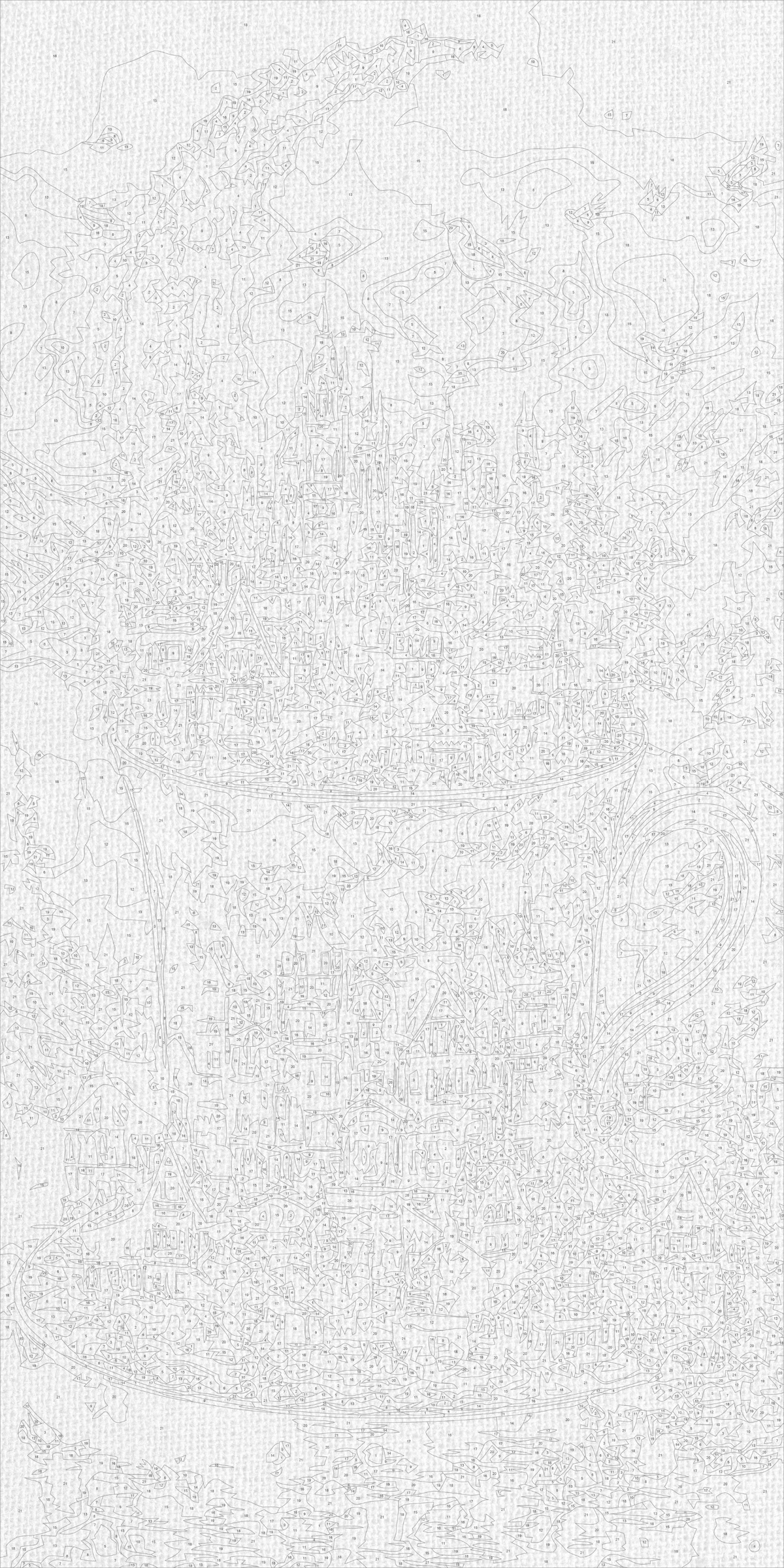 Pictură pe numere pe șasiu 40×80 cm – Peisaj de iarnă într-o ceașcă cu culori metalice – Iarnă/Crăciun/Natură statică/Peisaj – LW 5179