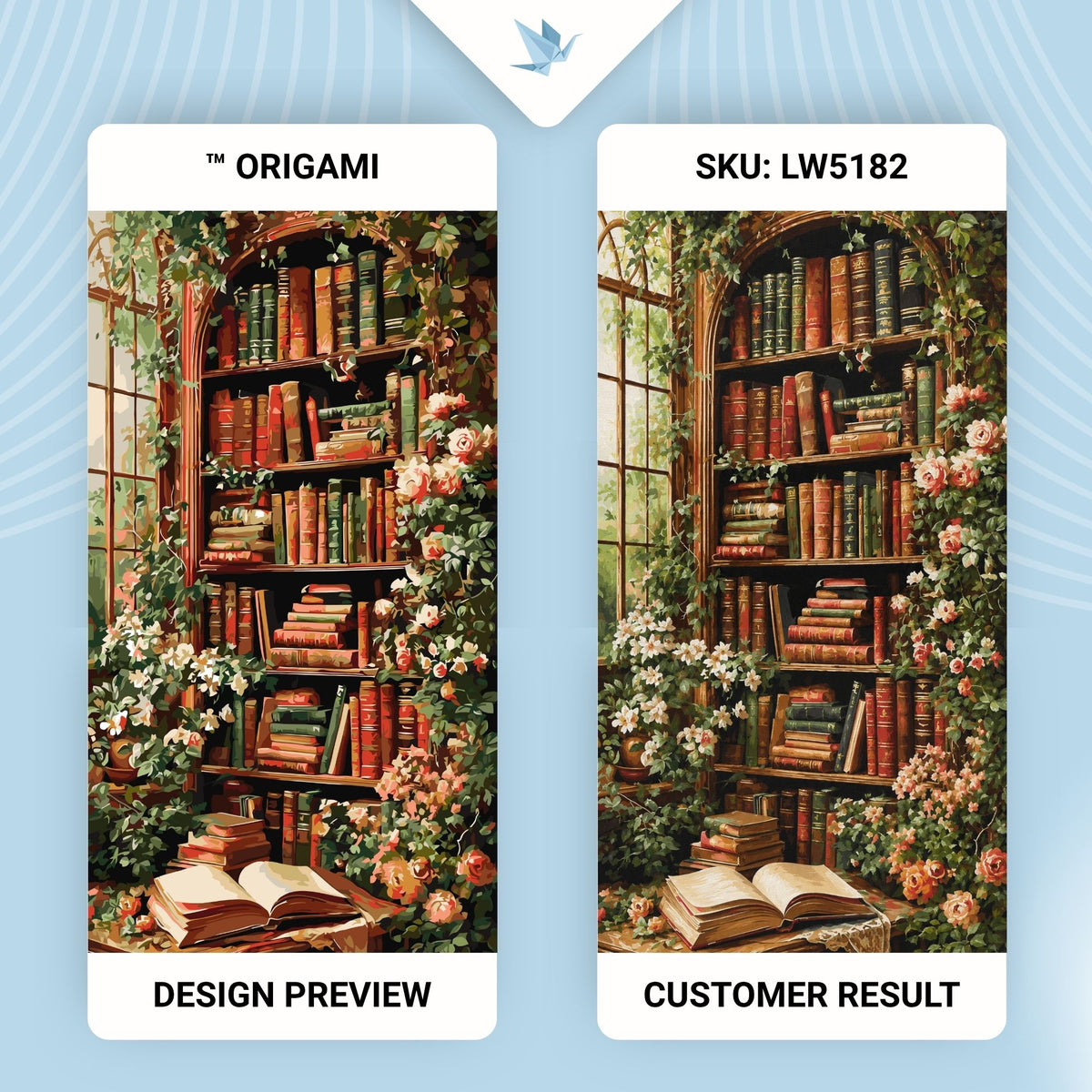 Pictură pe numere pe șasiu 40×80 cm – Bibliotecă sub iederă – Flori/Natură statică – LW 5182