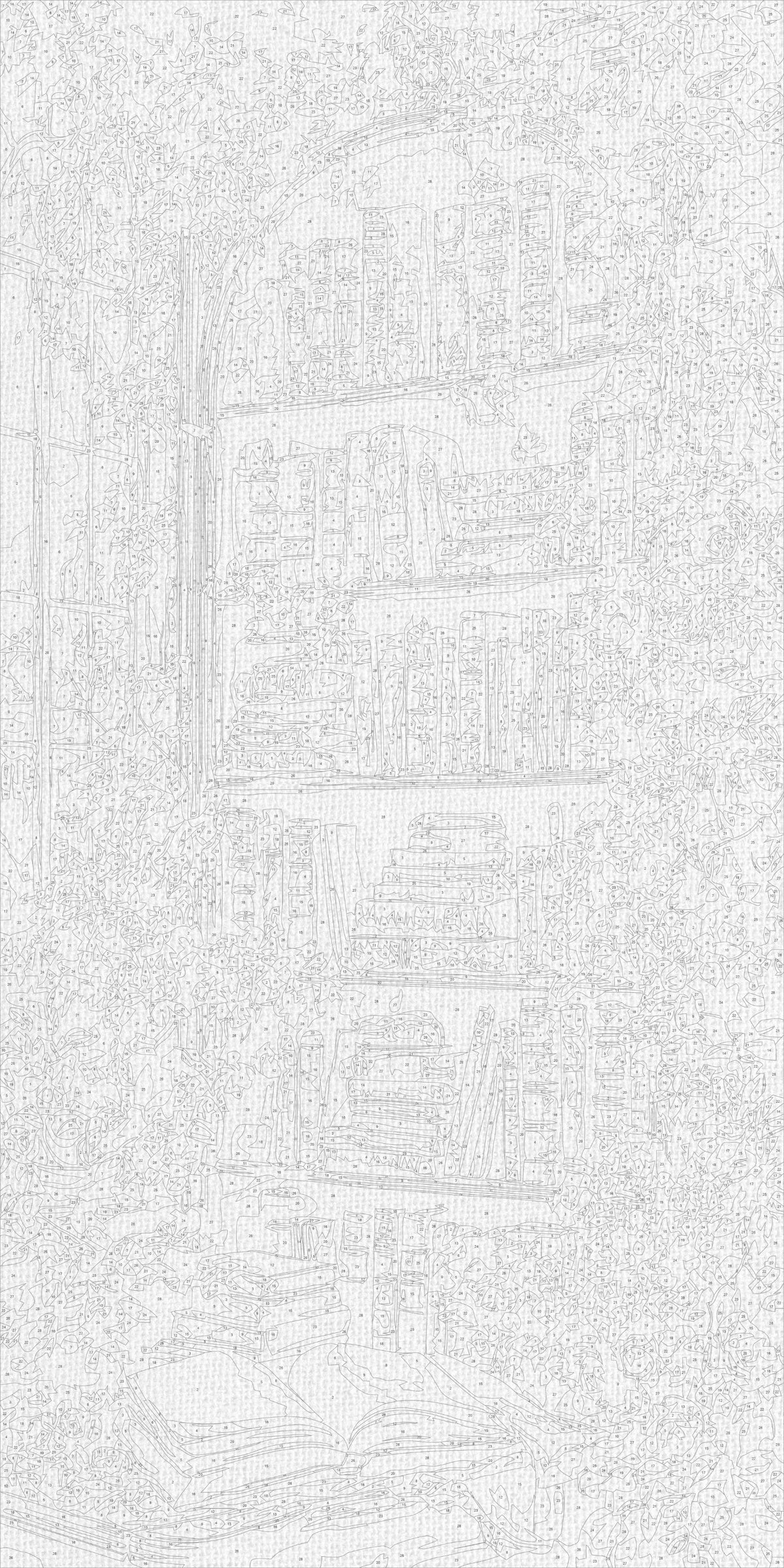 Pictură pe numere pe șasiu 40×80 cm – Bibliotecă sub iederă – Flori/Natură statică – LW 5182