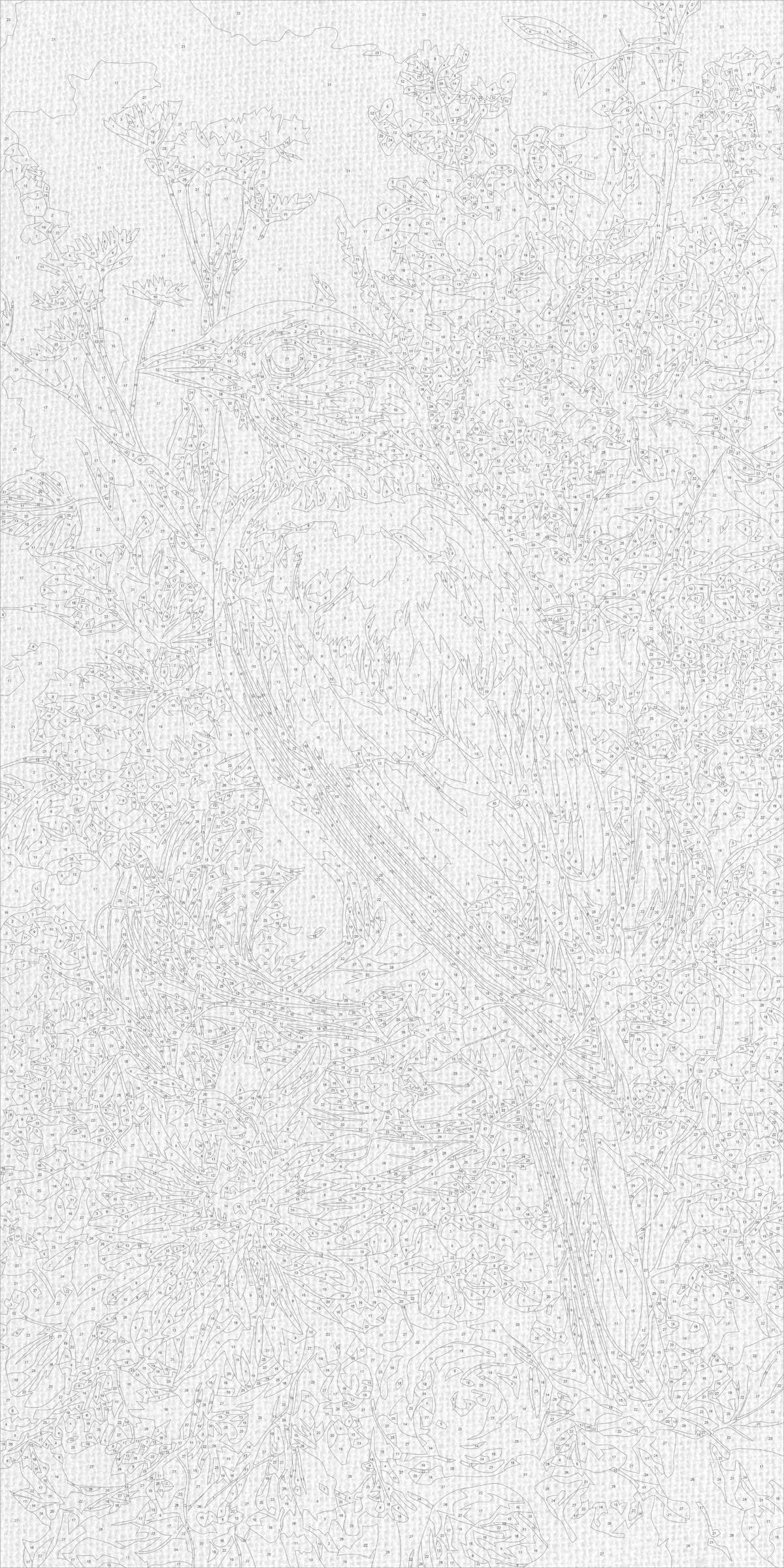 Pictură pe numere pe șasiu 40×80 cm – Păsărică printre petale – Animale/Flori – LW 5189