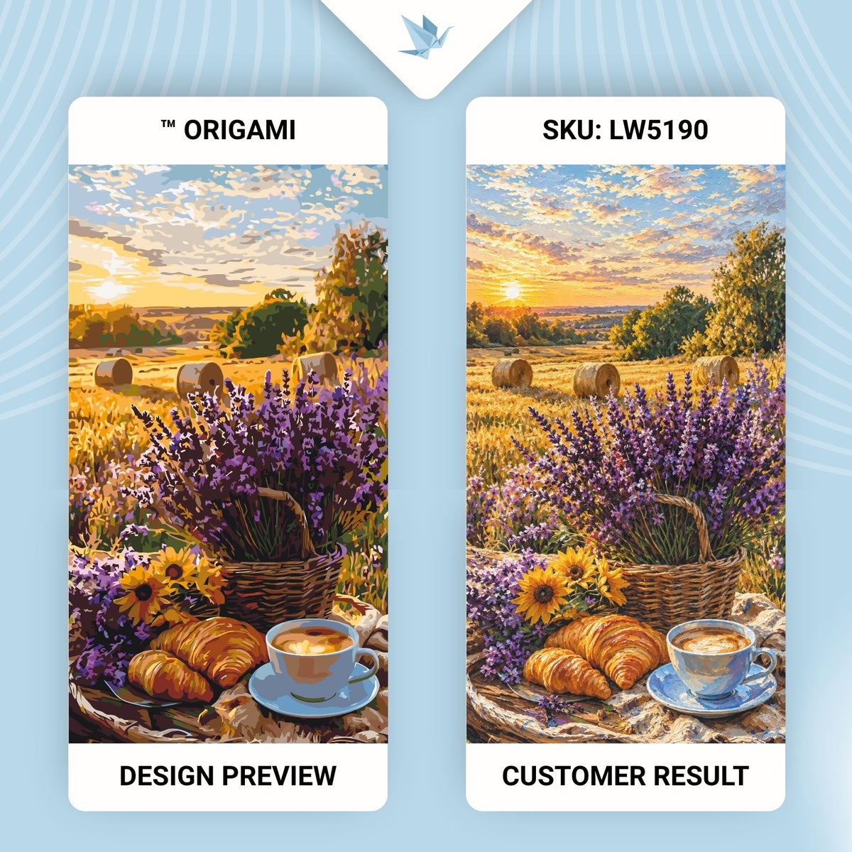 Pictură pe numere pe șasiu 40×80 cm – Dimineață cu levănțică – Peisaj/Flori/Natură statică – LW 5190