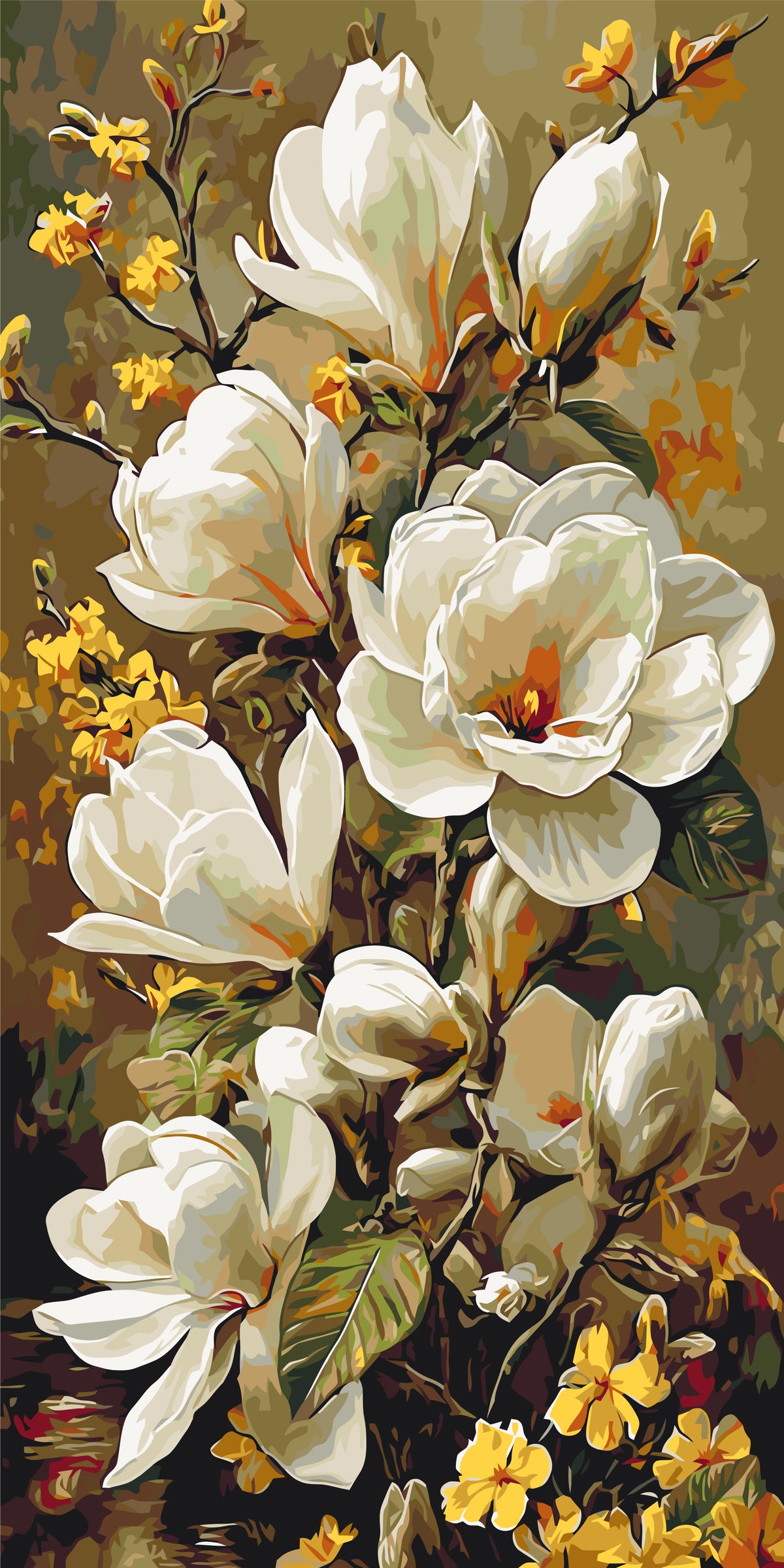 Pictură pe numere pe șasiu 40×80 cm – Magnolie înflorită – Flori – LW 5194