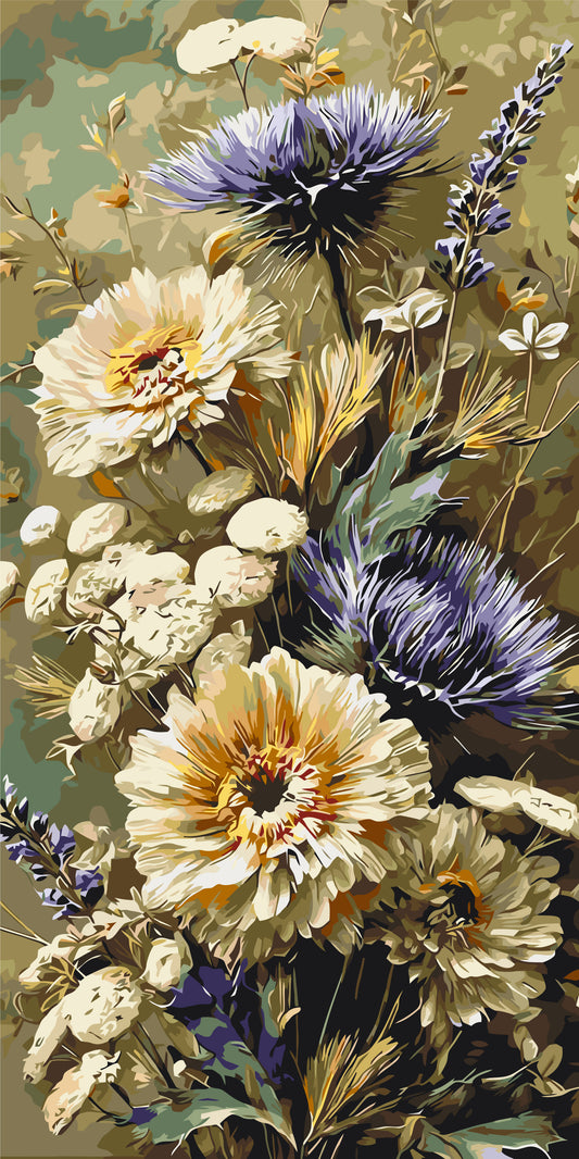 Pictură pe numere – buchet de câmp cu ciulini