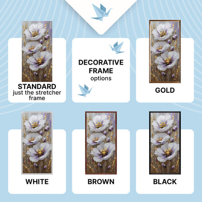 Pictură pe numere pe șasiu 40×80 cm – Flori delicate cu culori metalice – Flori – LW 5207