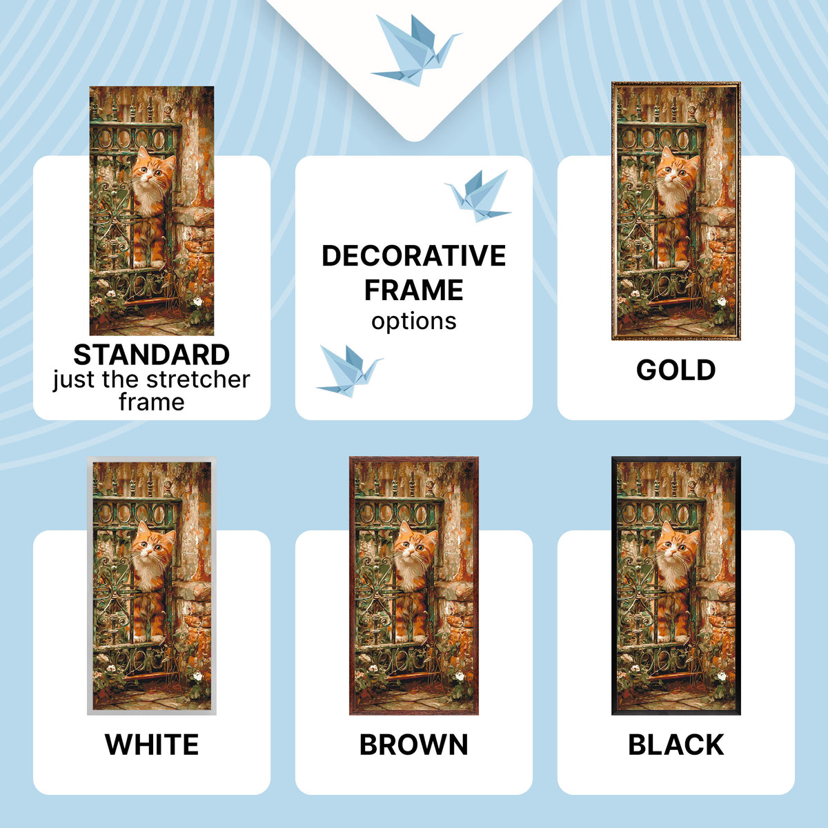 Pictură pe numere pe șasiu 40×80 cm – Pisoi în grădina vintage – Animale – LW 5209