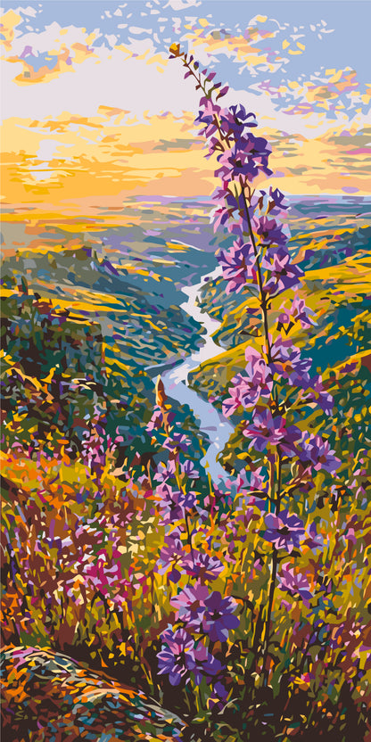 Pictură pe numere pe șasiu 40×80 cm – Drum cu levănțică – Peisaj/Flori – LW 5214