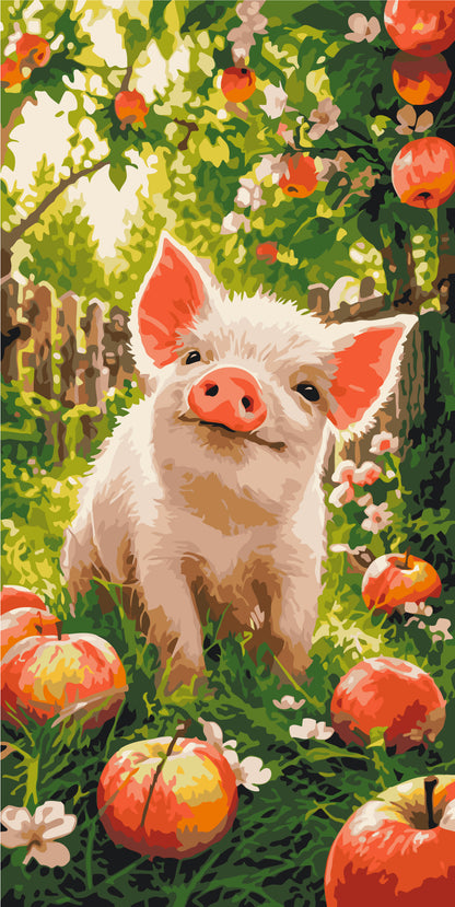 Pictură pe numere pe șasiu 40×80 cm – Purceluș fericit – Animale – LW 5222
