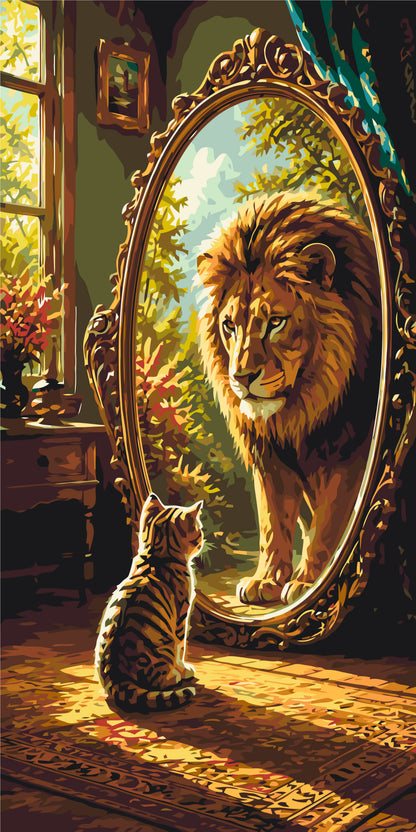 Pictură pe numere pe șasiu 40×80 cm – Să vezi leul din tine – Animale – LW 5227