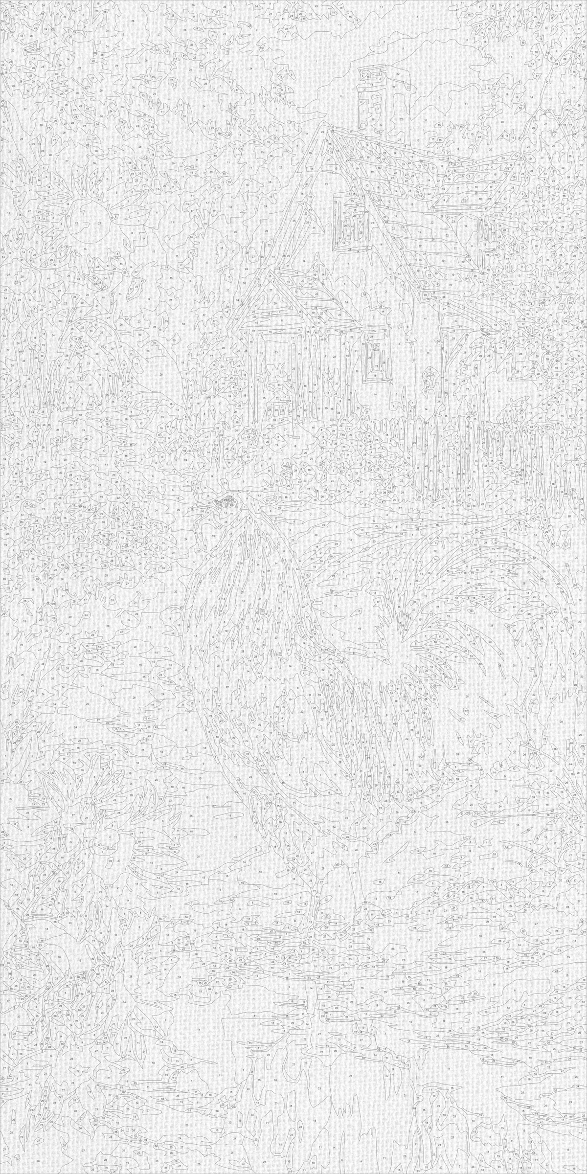 Pictură pe numere pe șasiu 40×80 cm – Cocoș lângă căsuță – Peisaj/Animale – LW 5228