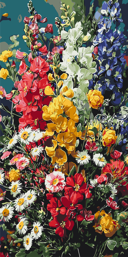 Pictură pe numere – simfonia însorită a florilor