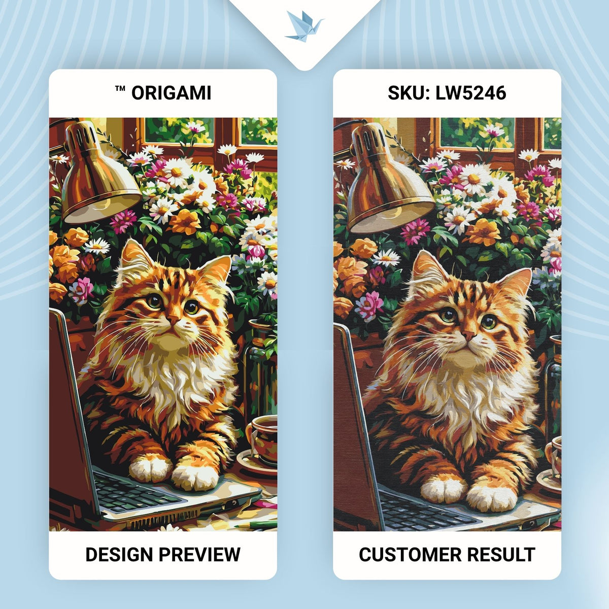 Pictură pe numere pe șasiu 40×80 cm – Office manager pufos (pisică) – Flori/Animale – LW 5246