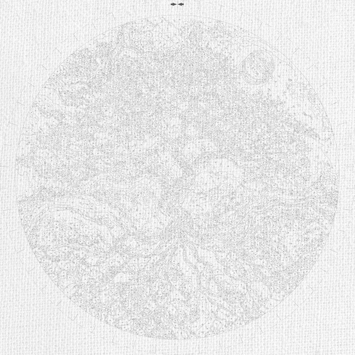 Pictură pe numere rotundă Ø45 cm – Copacul universului cu culori metalice – Peisaj/Spațiu – OR 2002