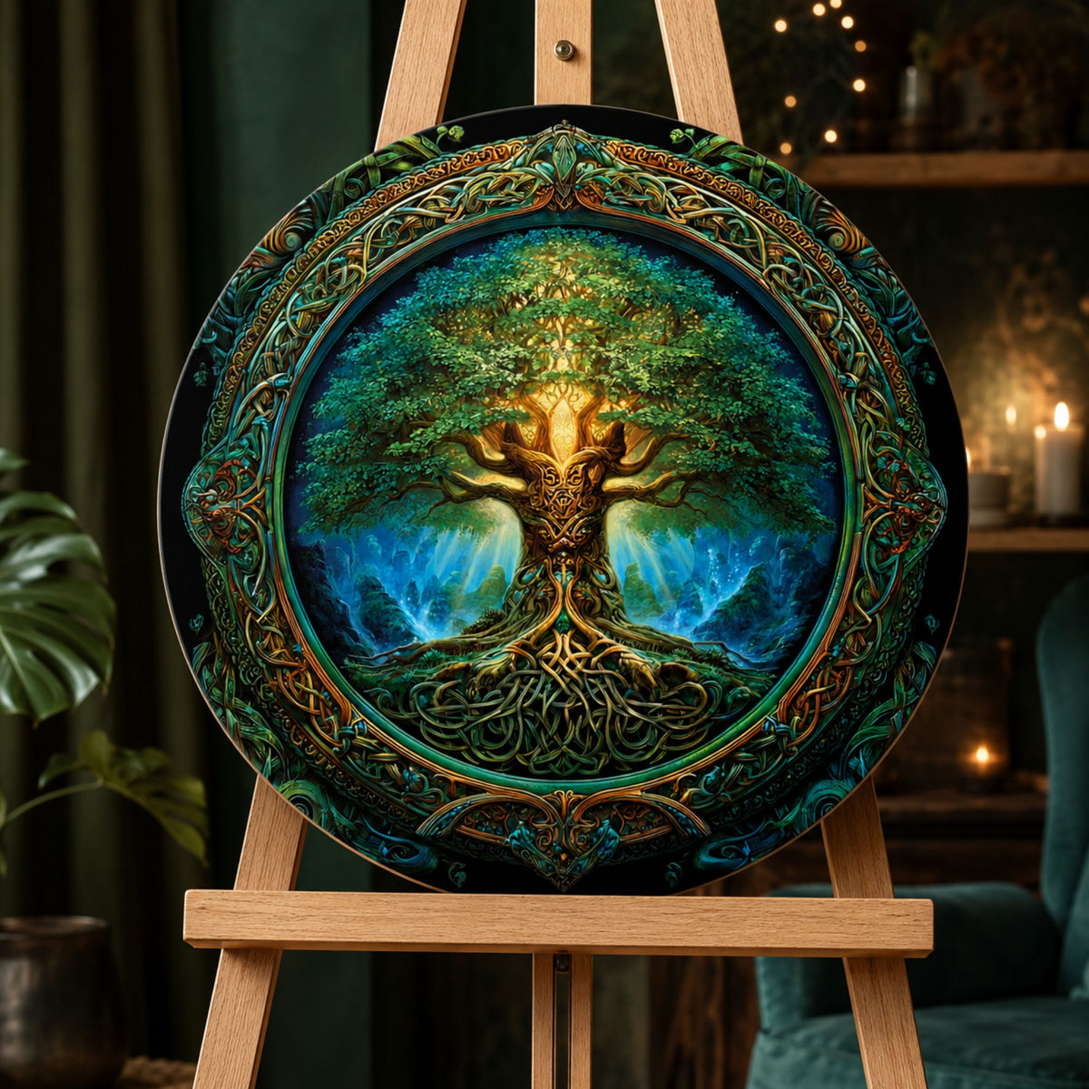 Pictură pe numere rotundă Ø45 cm – Spiritul pădurii străvechi – Peisaj – OR 2003