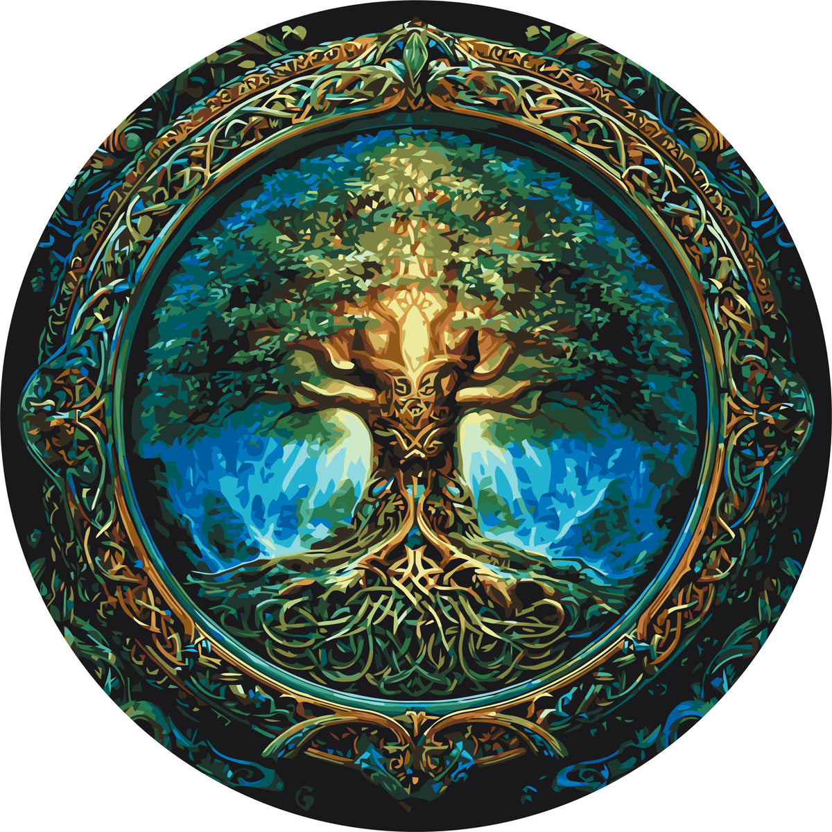 Pictură pe numere rotundă – arborele vieții, spiritul pădurii străvechi
