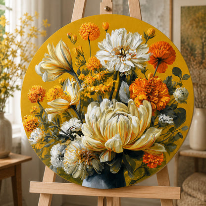 Pictură pe numere rotundă Ø45 cm – Buchet însorit – Flori – OR 2006