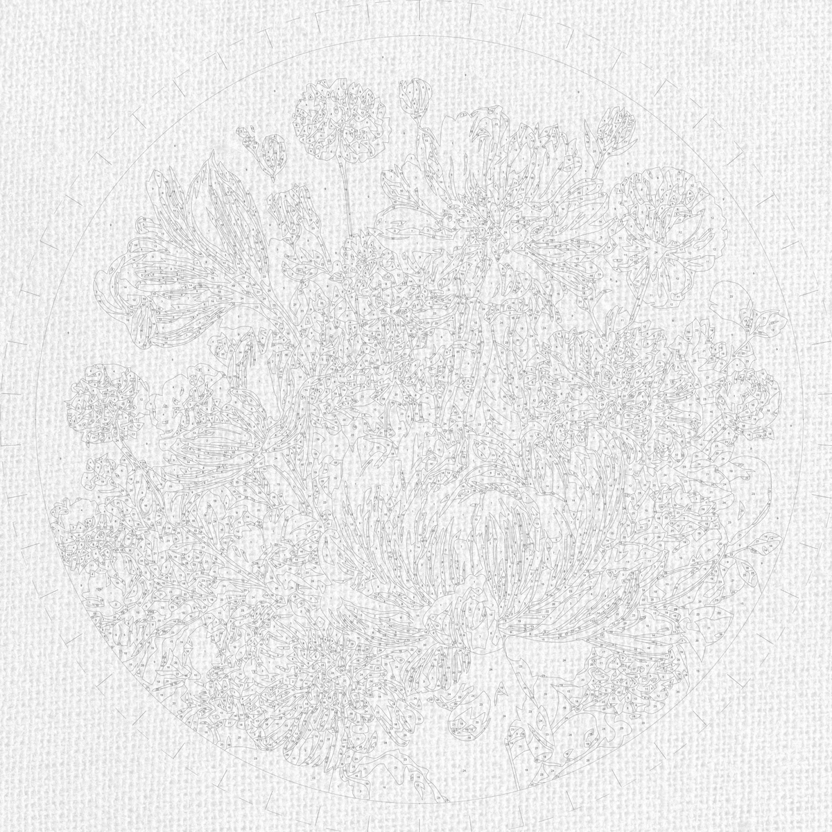 Pictură pe numere rotundă Ø45 cm – Buchet însorit – Flori – OR 2006