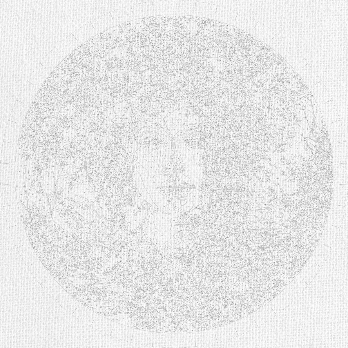 Pictură pe numere rotundă Ø45 cm – Chipul naturii – sufletul celor patru anotimpuri – Flori/Oameni – OR 2007
