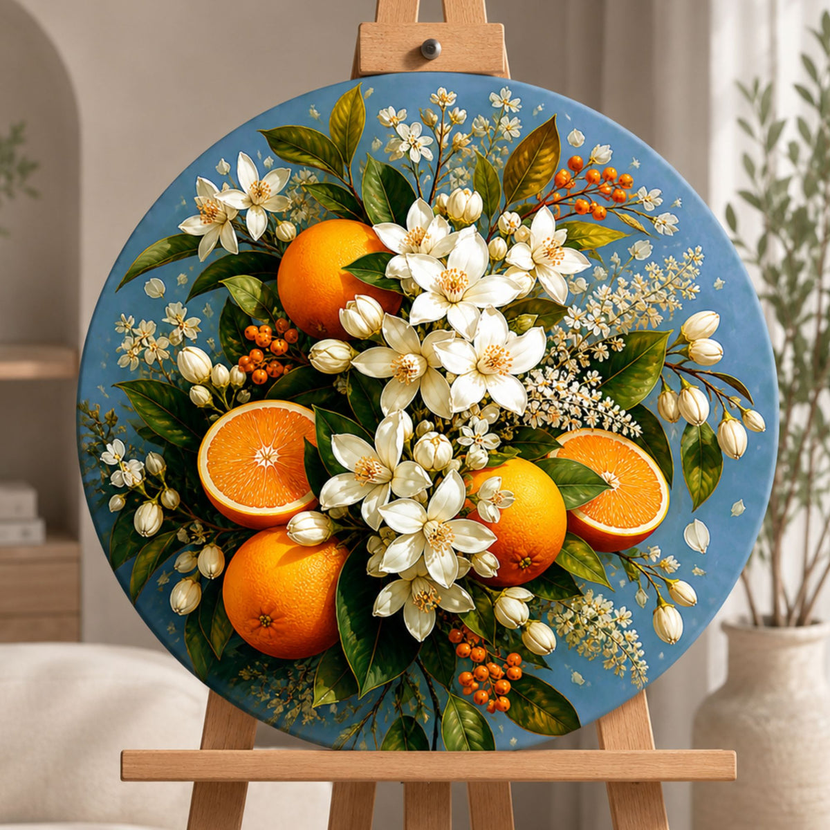 Pictură pe numere rotundă Ø45 cm – Aromă de citrice – Natură statică/Flori – OR 2010