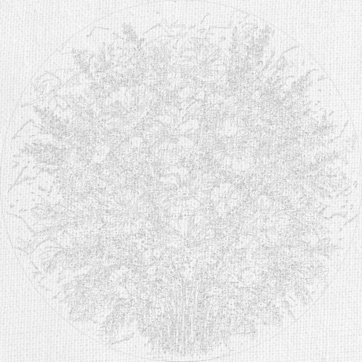 Pictură pe numere rotundă Ø45 cm – Buchet de vară – Flori – OR 2011