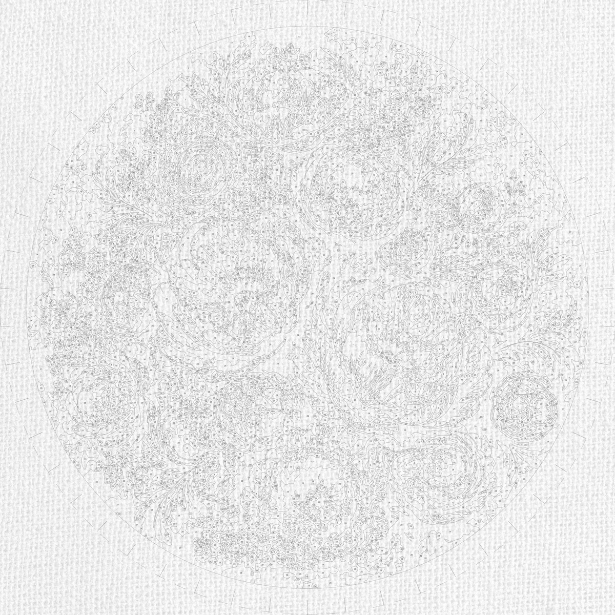 Pictură pe numere rotundă Ø45 cm – Buchet de bujori – Flori – OR 2019