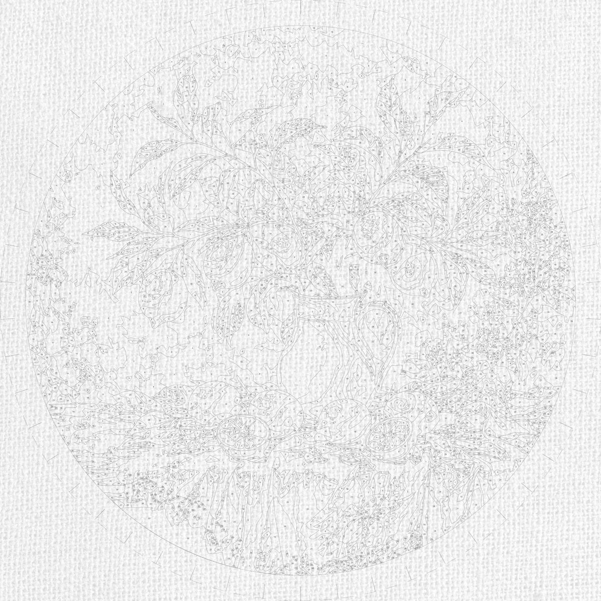 Pictură pe numere rotundă Ø45 cm – Lămâi în ulcior alb – Natură statică – OR 2024