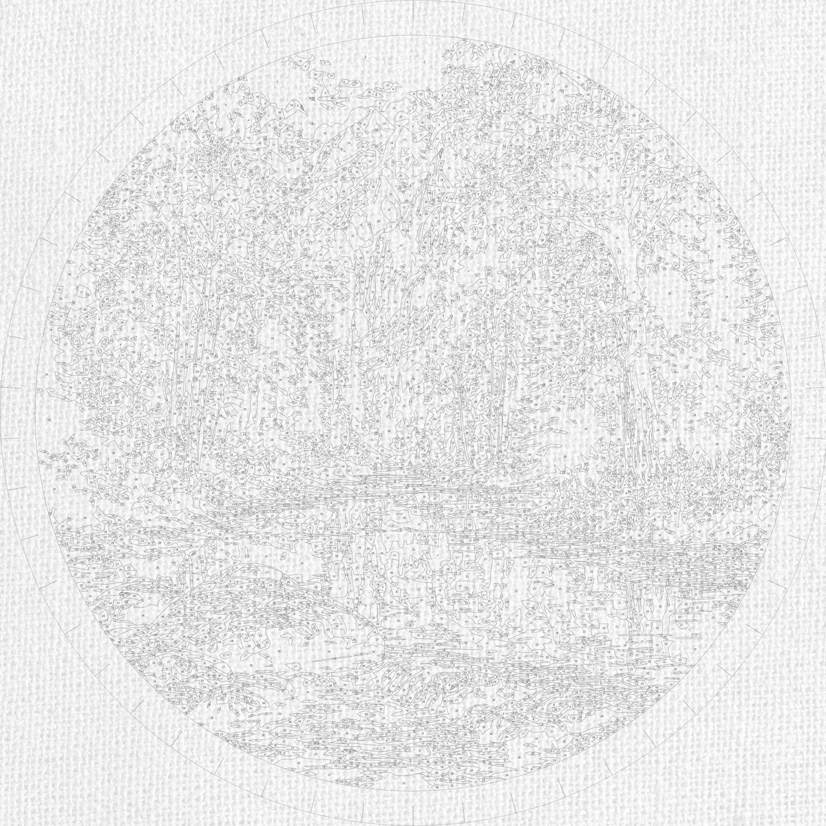 Pictură pe numere rotundă Ø45 cm – Râu de toamnă în munți – Peisaj – OR 2029