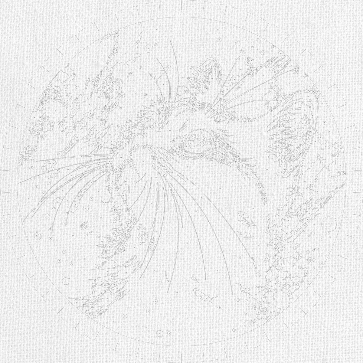 Pictură pe numere rotundă Ø45 cm – Motan negru cu culori metalice – Animale – OR 2037