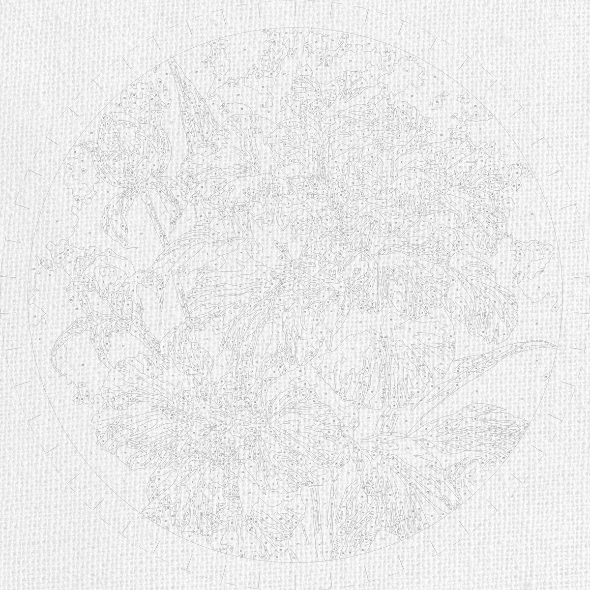 Pictură pe numere rotundă Ø45 cm – Irisi nobili cu culori metalice – Flori – OR 2041