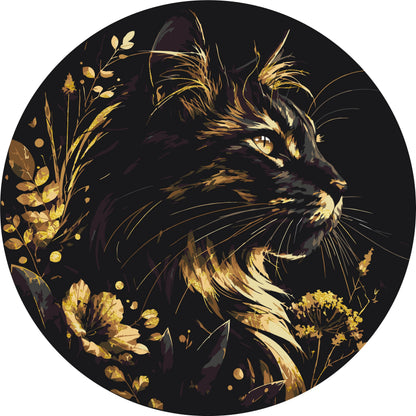 Pictură pe numere rotundă Ø45 cm – Motan negru – Animale – OR 2042