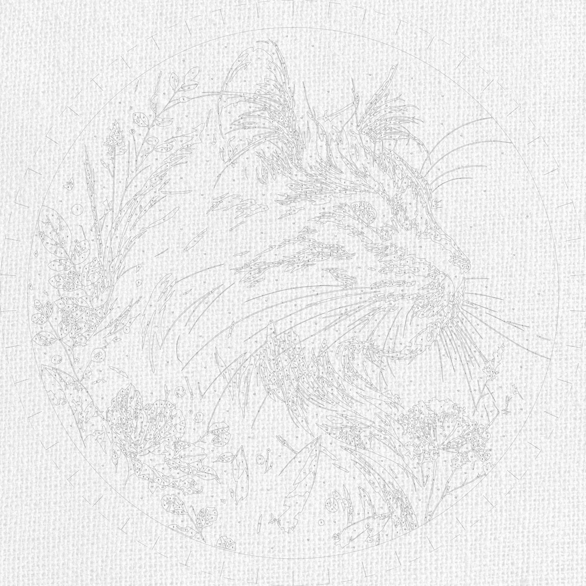 Pictură pe numere rotundă Ø45 cm – Motan negru – Animale – OR 2042