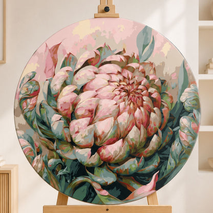 Pictură pe numere rotundă Ø40 cm – Bujor fermecător – Flori – OR 2045