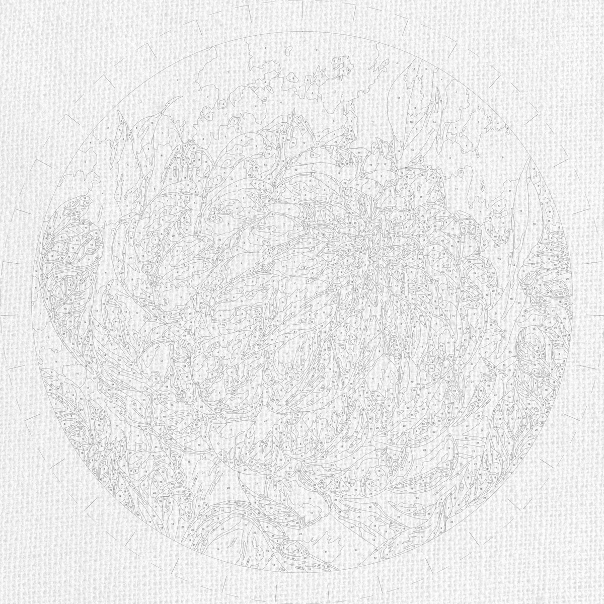 Pictură pe numere rotundă Ø40 cm – Bujor fermecător – Flori – OR 2045