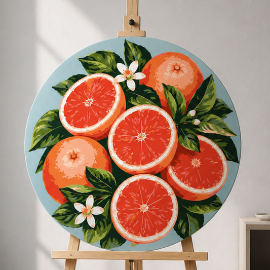 Pictură pe numere rotundă – grepfruturi roz