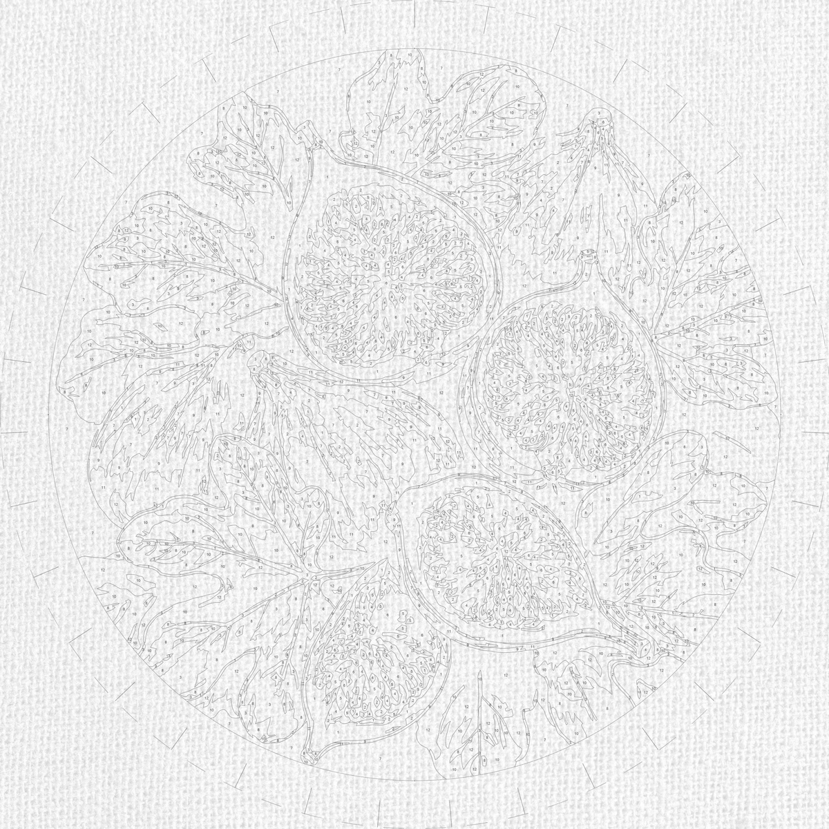 Pictură pe numere rotundă Ø35 cm – Smochine coapte – Natură statică – OR 2053