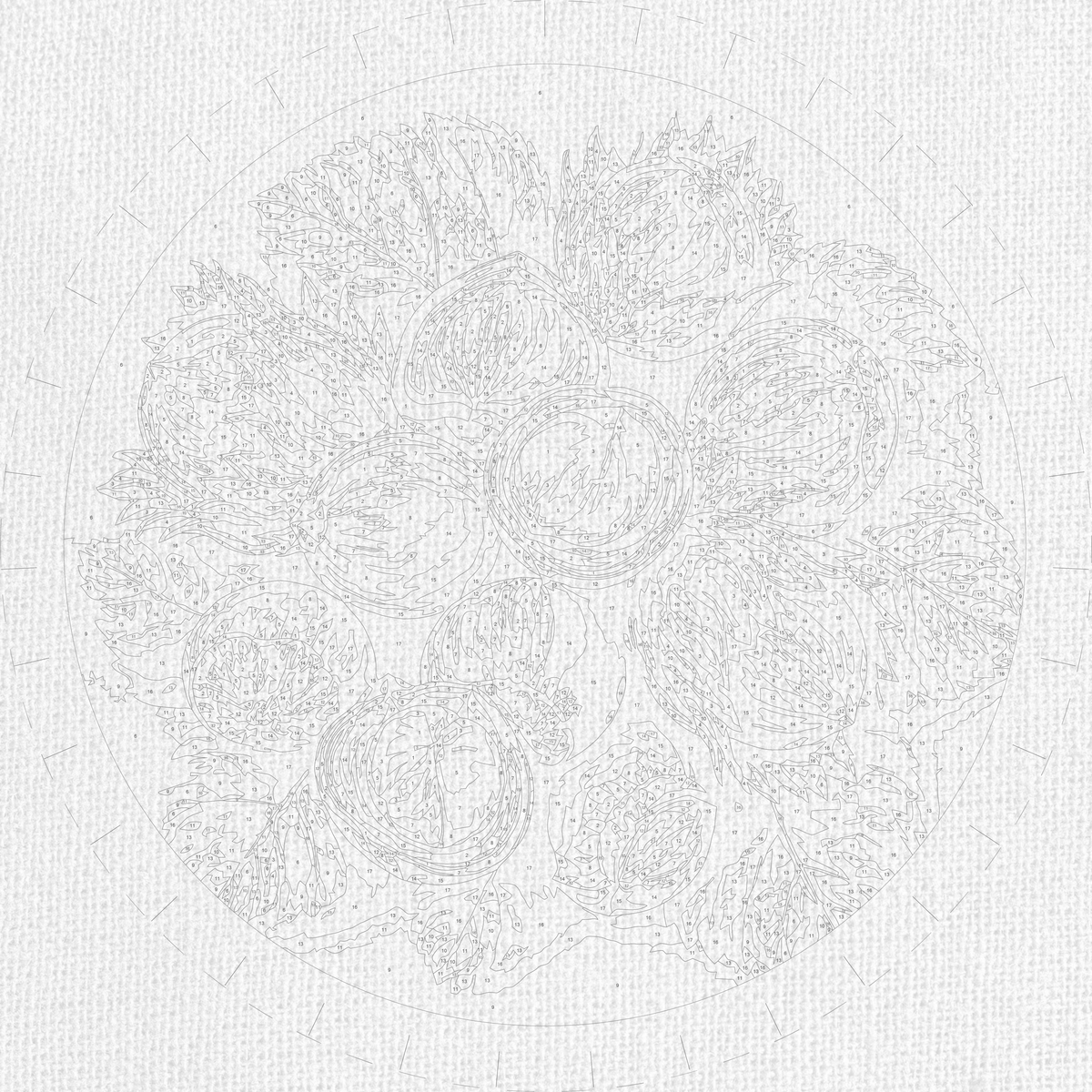 Pictură pe numere rotundă Ø35 cm – Alune coapte – Natură statică – OR 2056