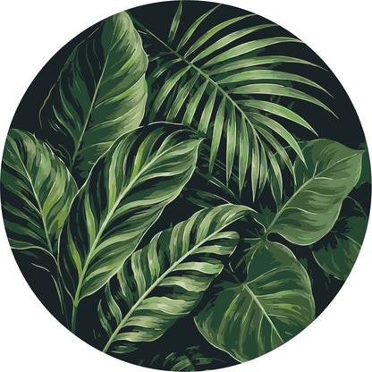 Pictură pe numere rotundă Ø35 cm – Frunze tropicale – Flori – OR 2057