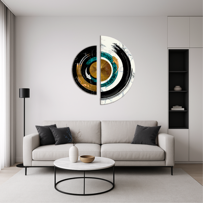 Pictură pe numere pe șasiu 70×70 cm – Echilibrul contrariilor cu culori metalice (semicercuri) – OSR 1001